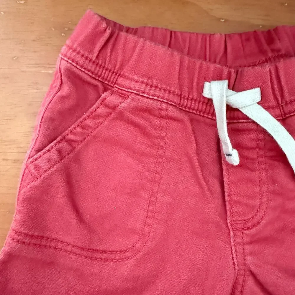 Baby Gap Red Jean Shorts 6-12 Months Girl Boy Stretch Denim Cuffed Pull On